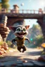 Placeholder: pen outline, gremlin alien badger sheriff jumping on gummy barrel like its a trampoline under the bridge ruin ,bokeh like f/0.8, tilt-shift lens 8k, high detail, smooth render, down-light, unreal engine, prize winning