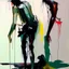 Placeholder: Empty Minimal contemporary abstract flat figurative painting.. Big brushstrokes. Twisted fragments of bodies. Drips of paint. style of Justin Mortimer and Adrian Ghenie. Triadic colour