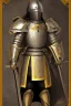 Placeholder: A handsome 30 year old knight, black hair, male bob haircut, in black-and-gold plate armor, golden katana in both hands, no beard, european