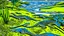 Placeholder: Greenish blue coastal plains with draconic lizards near a beach painted by Roy Lichtenstein