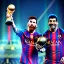 Placeholder: Lionel Messi und diego armando maradona halten gemeinsam in einem Stadion den Worldcup in der Hand, Fußball, stadion, viele menschen, perfect quality, argentinien, photography, central