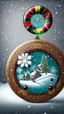 Placeholder: Dartboard als Christbaum Cartoon , Schnee, Weihnachtskugel, Wichtel