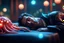 Placeholder: magician sleeping too close to a wild magic vampire squid containing plasma in the style of tron movies , bokeh like f/0.8, tilt-shift lens 8k, high detail, smooth render, down-light, unreal engine, prize winning