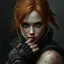 Placeholder: a beautiful fantasy woman, young, ginger hair, troubled, assassin, dark fantasy art
