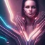 Placeholder: cyberpunk, smile, head, women,long hair, portrait, tron