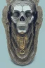 Placeholder: Anunnaki black male African Egyptian alien, cracks in the voodoo head, wicked, eyes, Elephant, 8k, finely detailed, photo realistic, tiger turquoise skull head gold dragon helmet space alien silver surfer skeleton gold Olmec silver crown silver eyes, Babylon