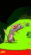 Placeholder: Tail Whip: "A cartoon rat spinning its tail, tripping a small monster or another rat, exaggerated comic motion, whimsical dungeon background, colorful, playful fantasy style."