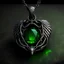 Placeholder: necklace, magic, slytherin, jewel, luxury, wizard, green, emerald, silver, snake, scales, evil,