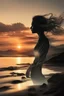 Placeholder: high quality, 8K Ultra HD, A beautiful double exposure that combines an goddess silhouette with sunset coast, sunset coast should serve as the underlying backdrop, with its details incorporated into the goddess , crisp lines, The background is monochrome, sharp focus, double exposure, by yukisakura, awesome full color,