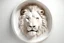Placeholder: white,background,looking,through,a 3-d, hole,or,window,,a,seeing a lion