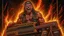 Placeholder: 4k full detail, realistic, émission radio hardrock ac dc firestarter terminator iron maiden flammes en fond