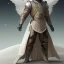 Placeholder: First image is of the main character's full body. He’s to look like a powerful angel without wings, symbols on hands glowing, His background should be that of space above with stars and standing on a paradise of a planet. His belt can transform into a white dragon.