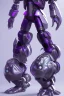 Placeholder: A Genderless Cyborg made of metal, has a human like face with a long violet ponytail, the cybord is wearing armor similar to Megaman Omega. The color palatte of the armour is deep purple and yellow.