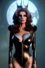 Placeholder: Raquel Welch as evil queen in black leather gown, angry, busty, curvey, cleavage, unreal 5, octane render, cinema4d, dynamic lighting, dramatic lighting, 4k, redshift render, highly detailed, hyper realistic