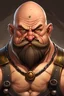 Placeholder: Fantasy dwarf WWE wrestler that is bald has no beard and a curled mustache