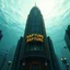 Placeholder: Bioshock video game art deco aesthetic, Bioshock's underwater-domed Rapture City art deco style architecture, vintage 1920's art deco style, Tall sleek "CITY HALL" edifice, dark_cyan and gold and black hues, text "RAPTURE" city hall adornments, unreal engine 5, dramatic, stunning, cinematic, volumetric lighting, ground-level perspective looking up