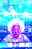 Placeholder: photo of a Albert Einstein dressed Transparent bosozoku outfit sitting at a table in a bar with a bar stools, bottle beer, award winning photography, Elke vogelsang, bosozoku outfit, award winner photo