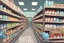 Placeholder: can you please generate an image of supermarket in a refugee camp that sells imported goods like clothes, bottled water, cleaning products ect