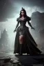 Placeholder: lisa ann as evil queen in black leather gown, cleavage, angry, stern look, unreal 5, octane render,cinema4d, dynamic lighting, dramatic lighting, 4k, redshift render, highly detailed, hyper realistic