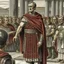 Placeholder: Julius Caesar with ministers addressing the people