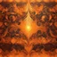 Placeholder: Hyper Realistic Glowing-Golden-Retro-Patterns on orange-background with fire-embers on it