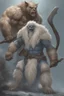 Placeholder: Dnd a bugbear with white fur and a blue nose