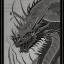 Placeholder: Ukiyo-e styled art, black and white picture with a red dragon