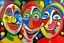 Placeholder: party fun all night simple 3 tone colour style of piccaso