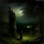 Placeholder: A black dark demented dimension surrealism art style painted by George Inness