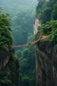 Placeholder: Amazon jungle high definition 8k a small bridge of robs connecting between two cliffs over the jungle