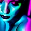 Placeholder: portrait oil on canvas, beautiful punk busty female Cyborg, looking to viewer, sad green eyes, post-apocalyptic in a cyberpunk city,minimal skintight latex dress, blade runner movie poster art,gradient color, BLUE, PINK, CYAN, neon, insanely detailed,realistic,intrincate detail, 16k resolution, masterpiece, Adam hughes