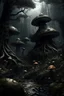 Placeholder: scary dark mushroom city in the forest