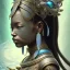 Placeholder: Sango fantasy, fantasy magic, intricate, sharp focus, illustration, highly detailed, digital painting, concept art, matte, art germ and Paul Lewin and Kehinde Wiley, masterpiece Mayan princess dancer head bronze feather's' Asian African girl nice breast Thai hair turquoise silver blue under water