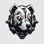 Placeholder: a white background a dark themed logo that looks like the cyborg dog