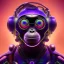 Placeholder: A beautiful portrait of a cyborg monkey purple neon color scheme, high key lighting, volumetric light high details psychedelic background