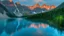 Placeholder: Stylized image of a forest, near a serene lake and mountains in the background at sunrise 8K