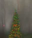 Placeholder: Painting of a festive Christmas tree in a misty swamp