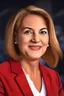 Placeholder: POwerful Female politician with a fiery background portrait