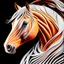 Placeholder: Horse Palomino symmetrical design ink art colours orange cream white and black hyper-detailed realistic 8k