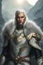 Placeholder: Male Tan Human, White Hair, Handsome Face, Black and Gold Armor.