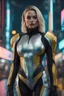 Placeholder: "Ultra realistic full body shot a margot robbie concept, looking at the camera,full legs, cyberpunk, neo-figurative,concept ,full length view, face , full size, science, technology,future,electric ,futuristic style, design, practicality,manufacturability,performance, HOF, professional photographer, captured with professional DSLR camera, trending on Artstation, 64k, full size, ultra detailed, ultra accurate detailed, bokeh lighting, surrealism, background, detailed