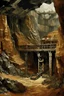 Placeholder: A brown underground mine in a mountain painted by Antoni Gaudi