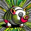 Placeholder: piggy bank in comic book style, vector art