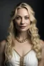 Placeholder: portrait of a 35 year old woman who looks like an elegant, greek goddess; she is beautiful and has long blond hair, friendly, kind and gracious