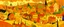 Placeholder: A golden orange colored town with funky music notes painted by Grant Wood