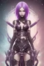 Placeholder: Detailed cute anime Kunoichi girl, purple hair buns, purple bangs, black latex bodysuit, intricate details, full body portrait, keep head in frame, slight smile, black Japanese motif, concept art, highly detailed, digital painting, concept art, sharp focus, illustration, art by Yoji Shinkawa, WLOP and greg rutkowski and alphonse mucha and artgerm and yanjun Chen and Junji ito and Makoto Shinkai, HDR, octane render