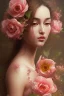 Placeholder: painting of flowers and beautiful girl portrait, scaffolding, decay, textured, anatomically correct, beautiful perfect face, sharp focus, highly detailed