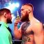 Placeholder: khabib drinking a whisky with conor mcgregor in a disco club