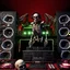 Placeholder: DJ of the damnded, insanely detailed DJ booth in hell, MID set, speakers and equipment made of bone, anatomically correct, add more skulls in th audience, photorealism, vray, 8k 3d