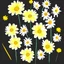 Placeholder: whimsical illustration of a bouquet of white and yellow daisies, digital illustration, soft colors, fine lineart, vector art, photoshop, plain solid color background, minimalist art, cottagecore